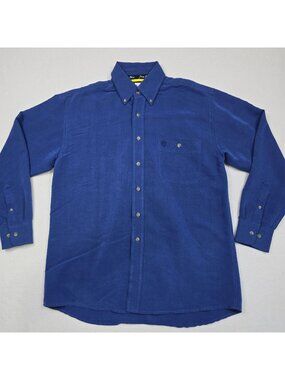 Wrangler Mens Medium George Strait Cowboy Cut Long Sleeve Blue Button-Up Shirt